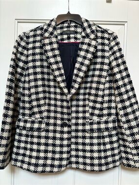 Talbots Black and White Houndstooth Blazer